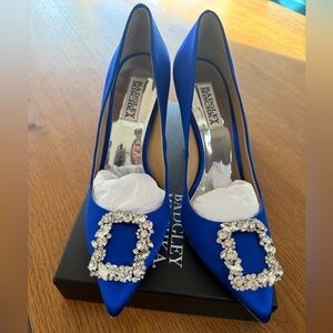Badgley Mischka Cher Pump Blue Satin Size 8